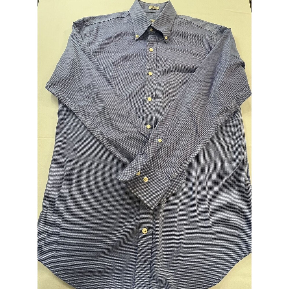 Peter Millar Mens Blue White Long Sleeve Button Down Dress Shirt Size M